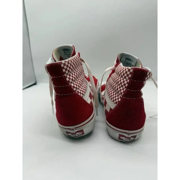 Vans Old Skool Hi-Top Sneakers US M 6.5/ W 8.0Red Check Lace Up Skateboard Shoes - Picture 3 of 10